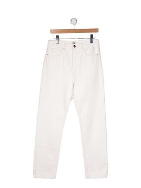 TOTEME Loose Fit Denim Straight Leg Jeans in white.